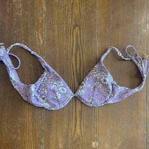 UNWORN Lilac Floral Underwire Bikini Top - Size S